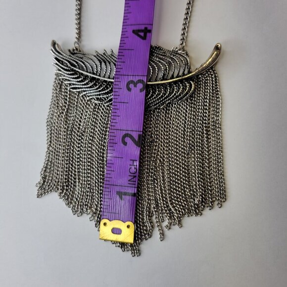 Tribal Motif Feather Pendant Necklace - Picture 9 of 12